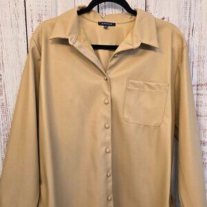 NWT Women's Kirious Faux leather button down shirt/shacket